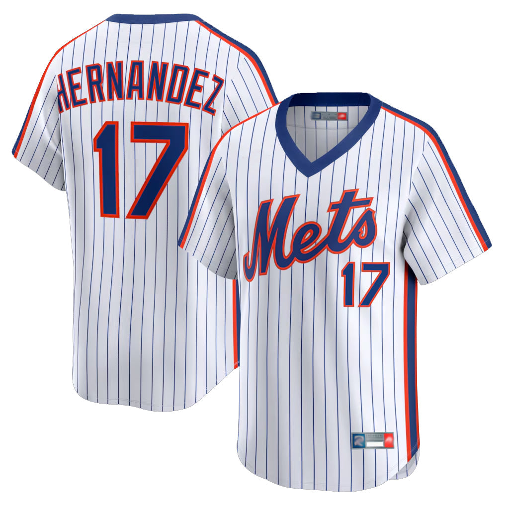 Silnrao NY.Mets #17 Keith Hernandez Player White Cooperstown Collection T-shirt Game Stitched Jerseys