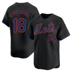 Silnrao NY.Mets #18 Darryl Strawberry Player Black Alternate Home Limited Stitched Jerseys