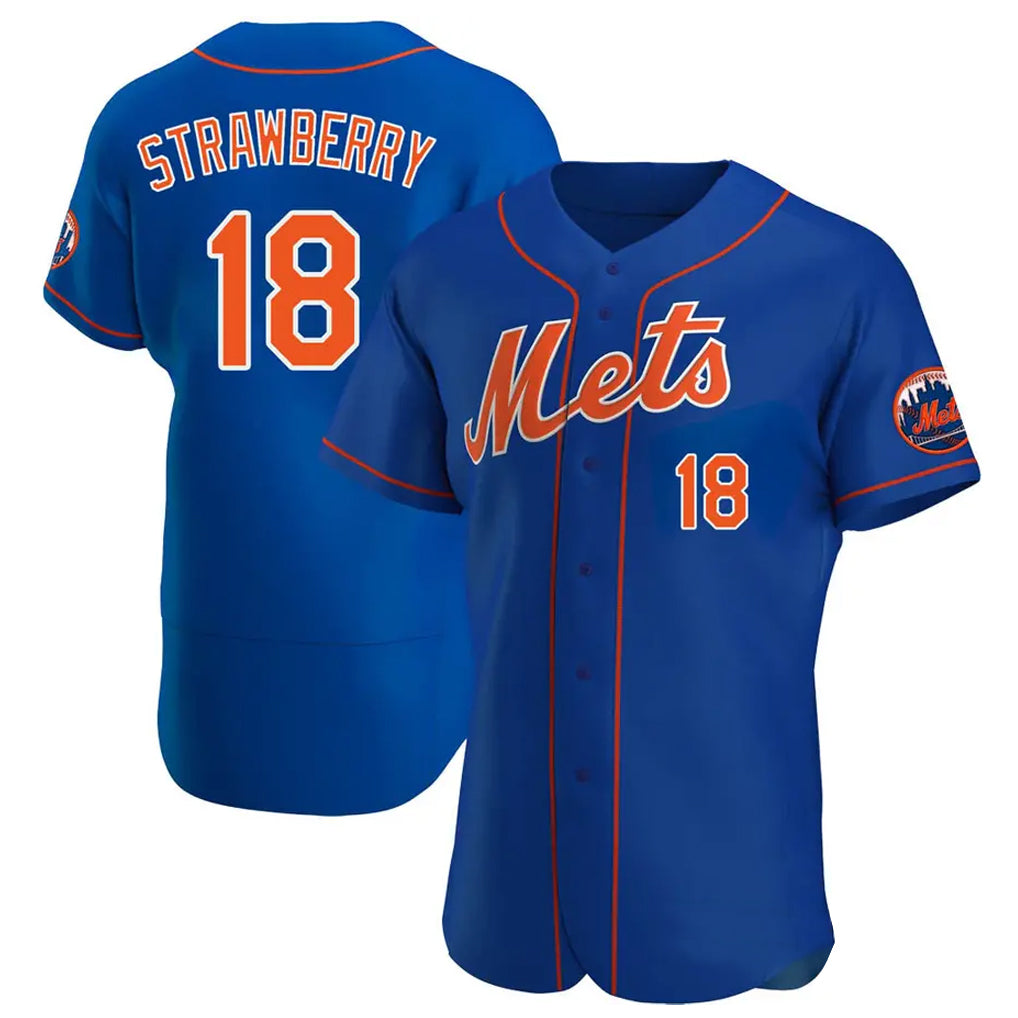 Silnrao NY.Mets #18 Darryl Strawberry Player Royal Limited Elite Home Stitched Jerseys