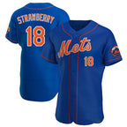 Silnrao NY.Mets #18 Darryl Strawberry Player Royal Limited Elite Home Stitched Jerseys