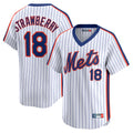 Silnrao NY.Mets #18 Darryl Strawberry Player White Cooperstown Collection T-shirt Game Stitched Jerseys