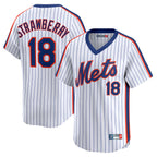 Silnrao NY.Mets #18 Darryl Strawberry Player White Cooperstown Collection T-shirt Game Stitched Jerseys