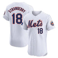 Silnrao NY.Mets #18 Darryl Strawberry Player White Home Limited Elite Stitched Jerseys