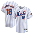 Silnrao NY.Mets #18 Darryl Strawberry Player White Home Limited Stitched Jerseys