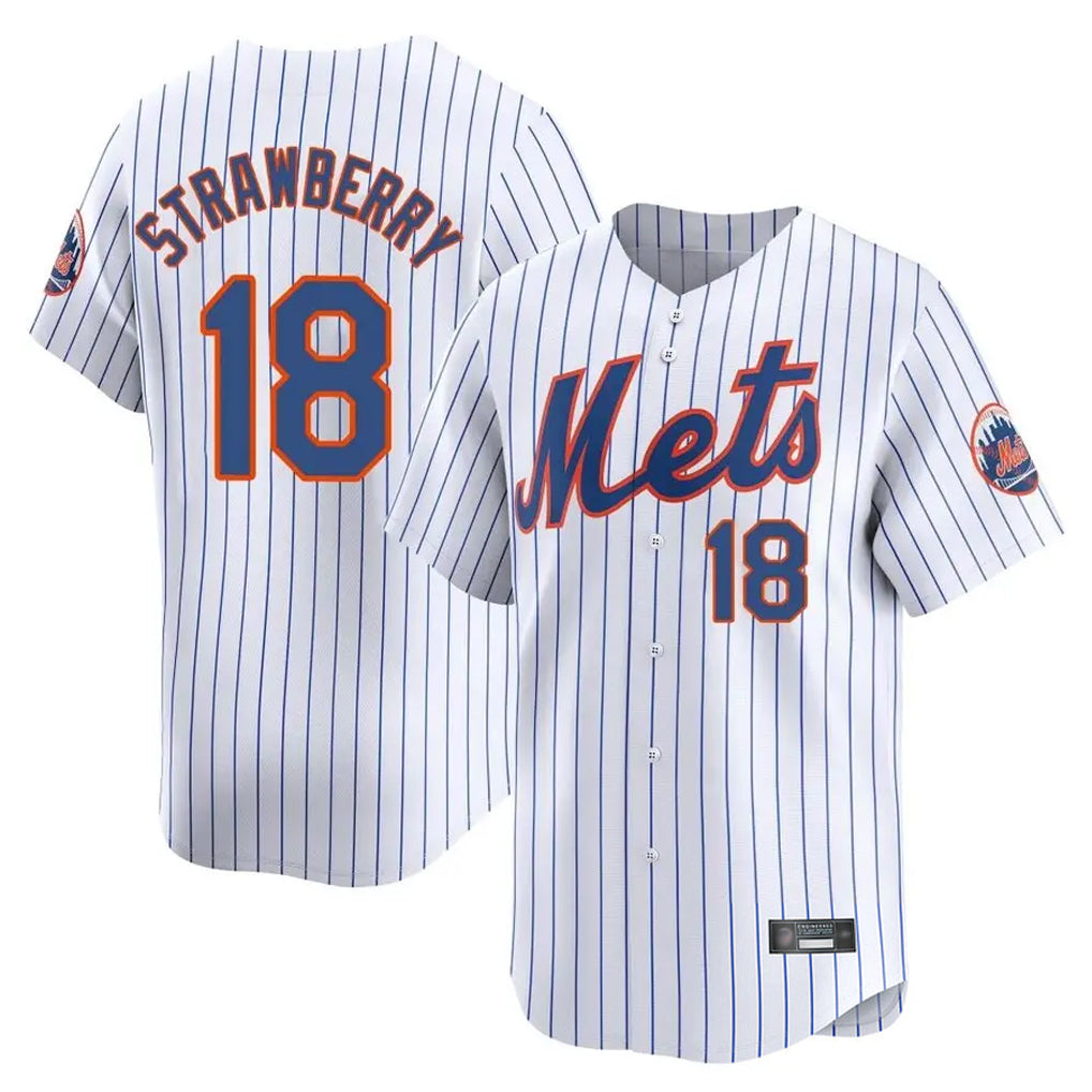 Silnrao NY.Mets #18 Darryl Strawberry Player White Home Limited Stitched Jerseys