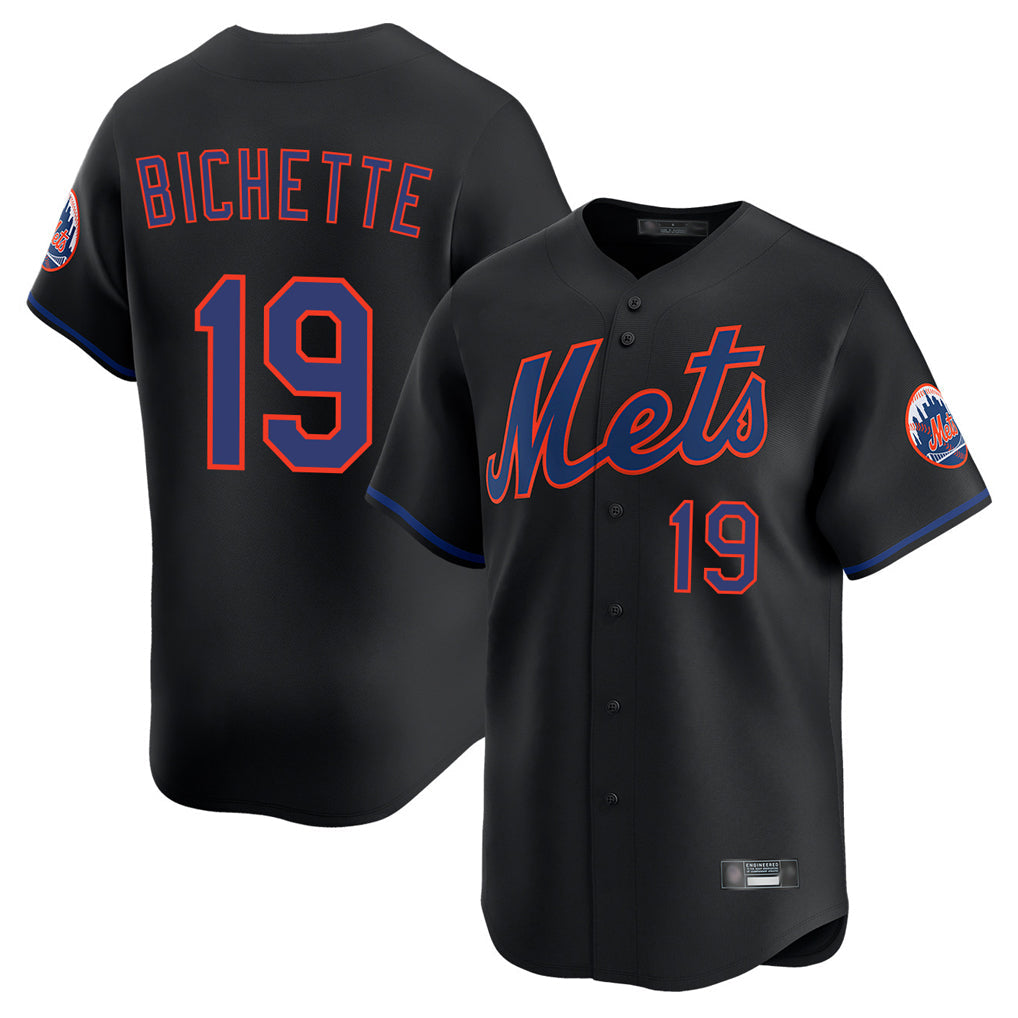 Silnrao NY.Mets #19 Bo Bichette Player Black Alternate Home Limited Stitched Jerseys