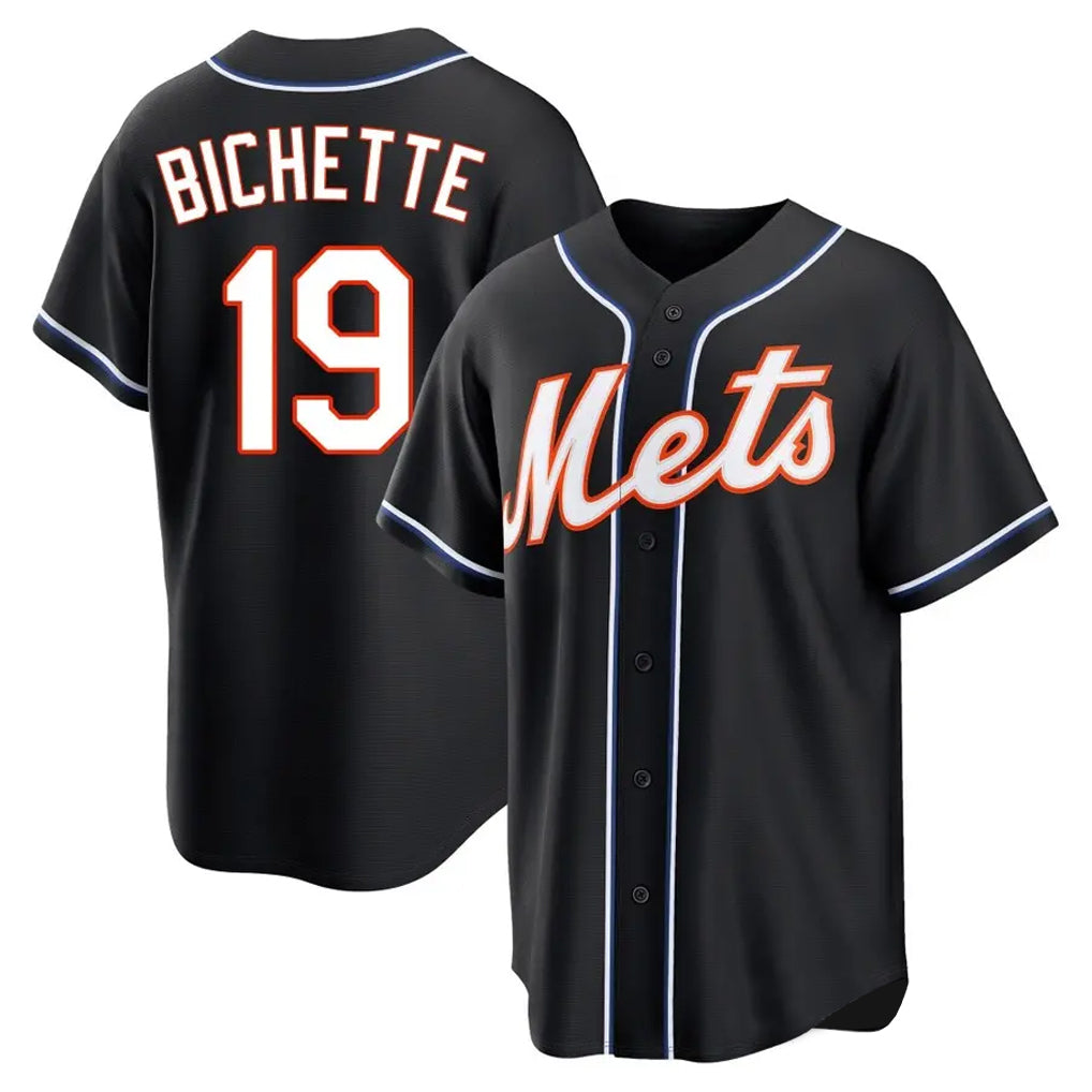 Silnrao NY.Mets #19 Bo Bichette Player Black Fashion Out Game Stitched Jerseys