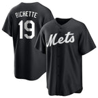 Silnrao NY.Mets #19 Bo Bichette Player Black Home Game Stitched Jerseys