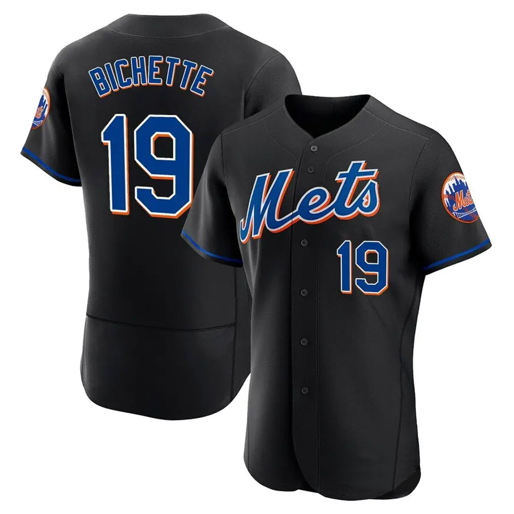 Silnrao NY.Mets #19 Bo Bichette Player Black Replica Home Limited Elite Stitched Jerseys