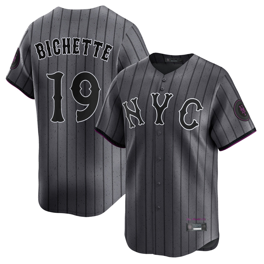 Silnrao NY.Mets #19 Bo Bichette Player Gray City Connect Limited Stitched Jerseys