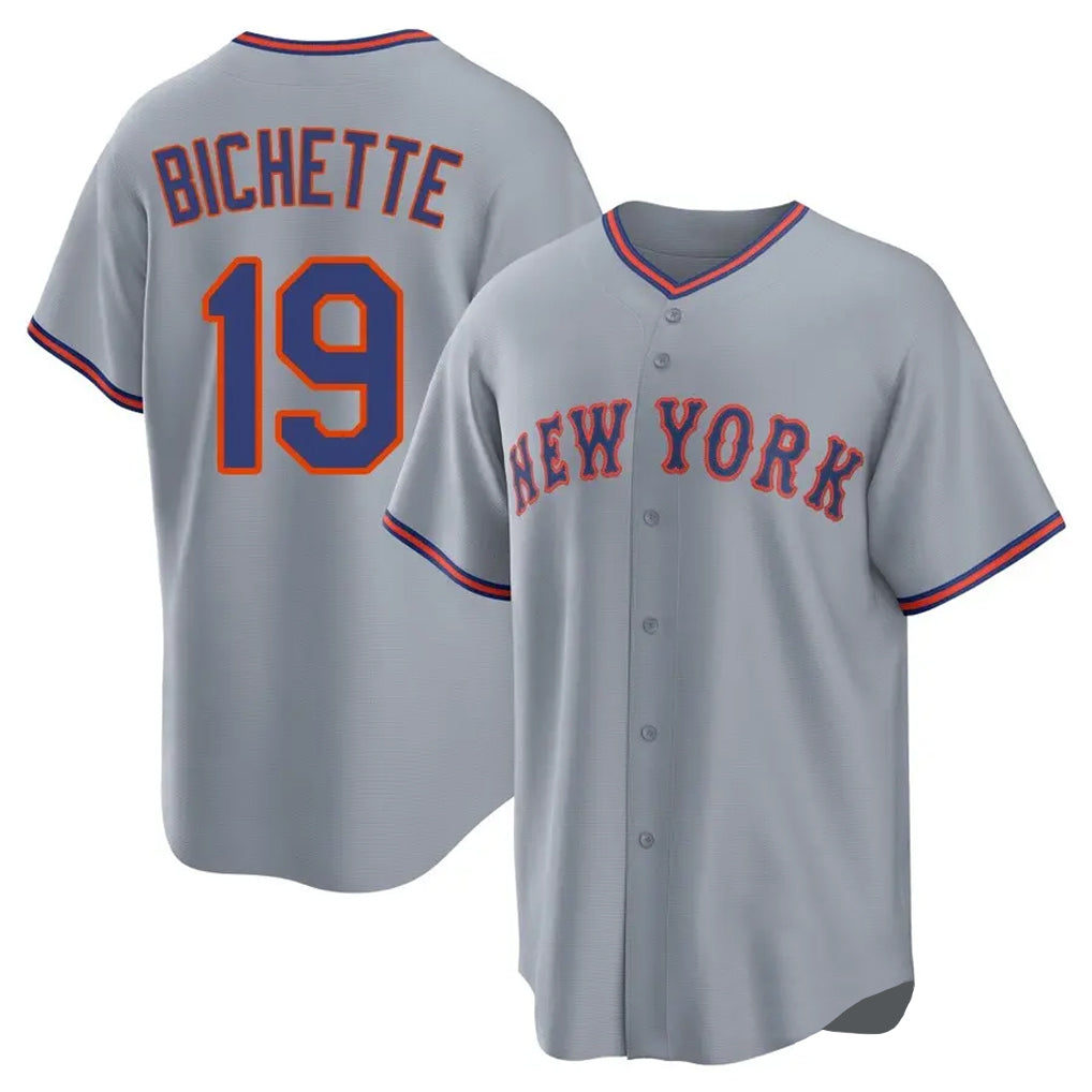 Silnrao NY.Mets #19 Bo Bichette Player Gray Road Home Game Stitched Jerseys