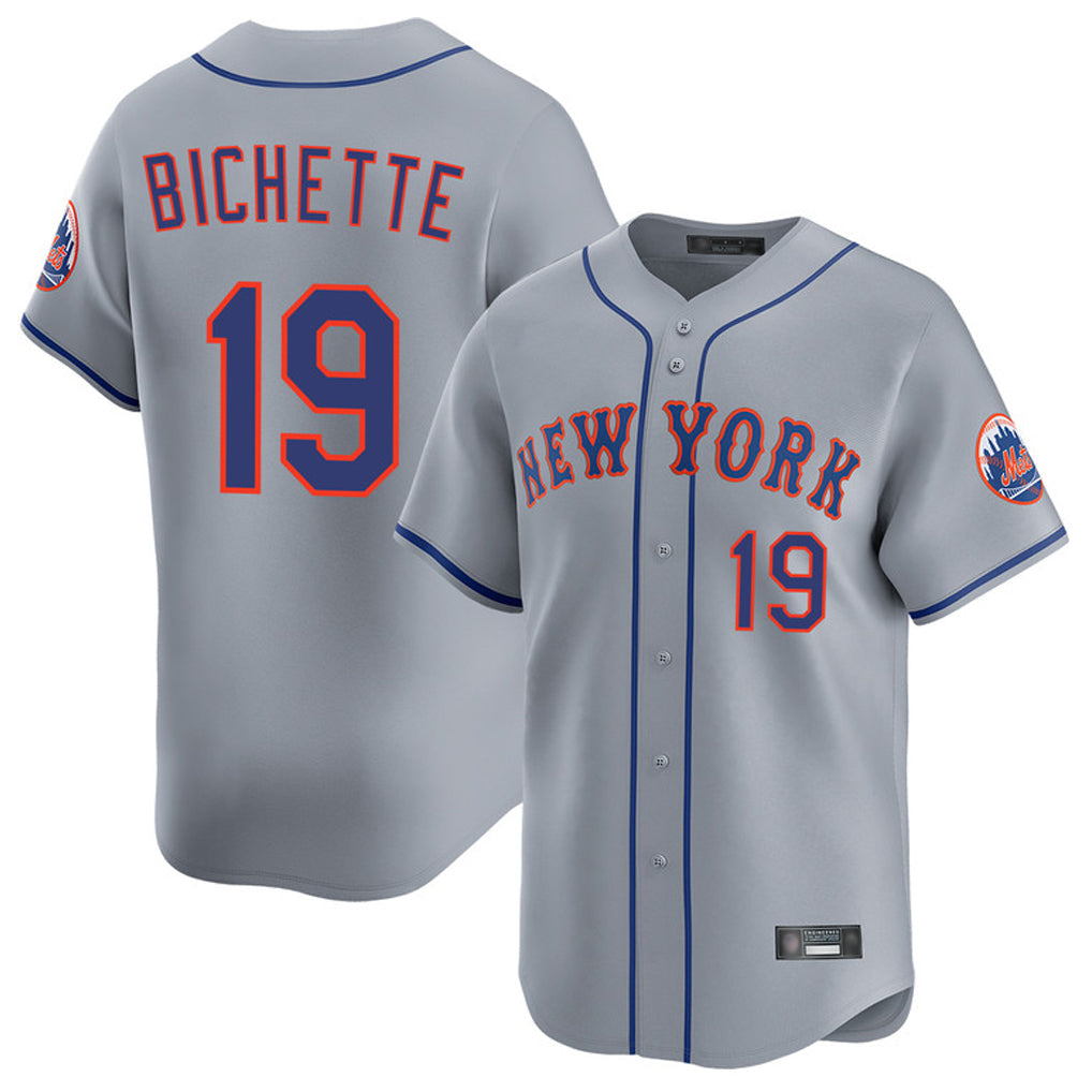 Silnrao NY.Mets #19 Bo Bichette Player Gray Road Limited Home Stitched Jerseys