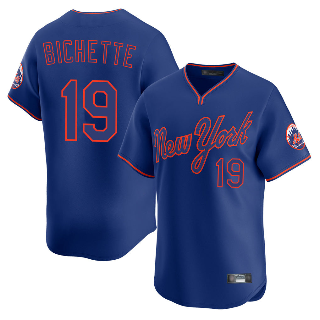 Silnrao NY.Mets #19 Bo Bichette Player Royal T-shirt Home Limited Elite Stitched Jerseys