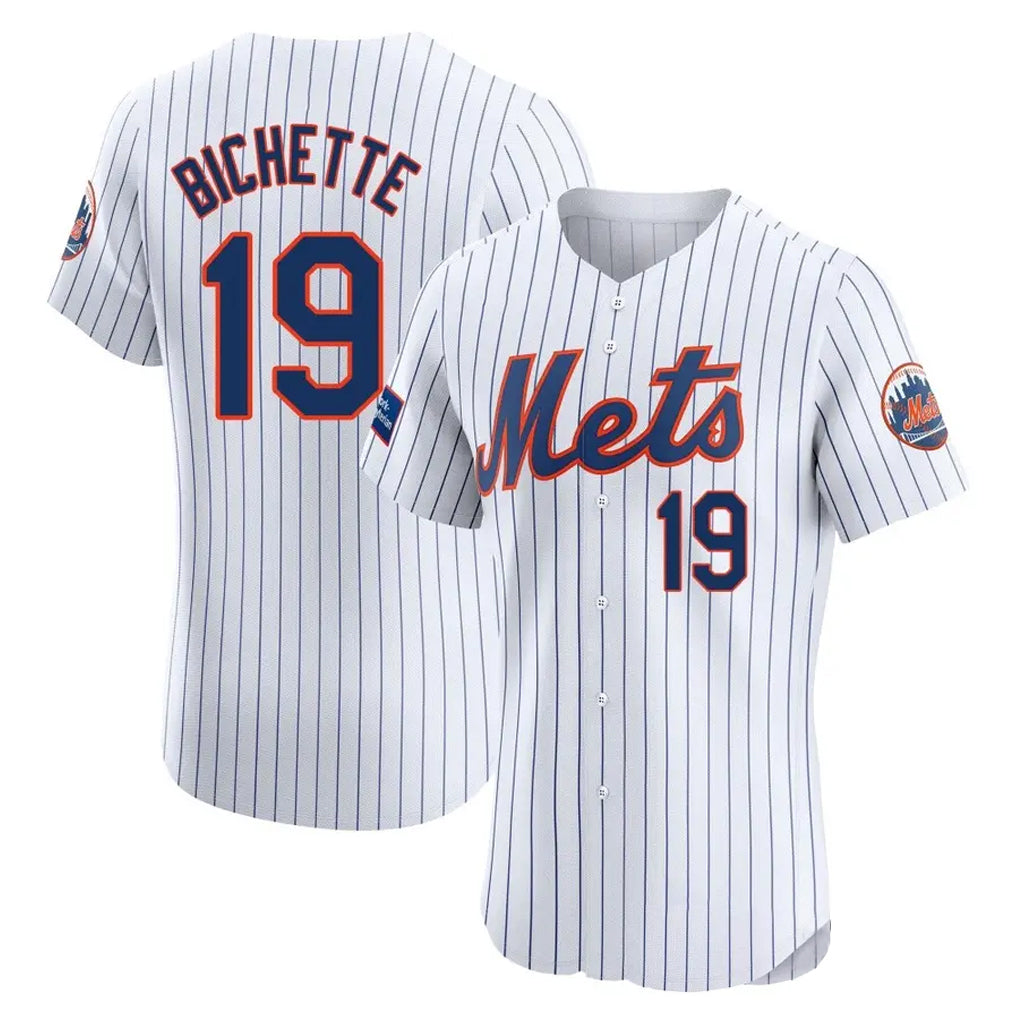 Silnrao NY.Mets #19 Bo Bichette Player White Home Limited Elite Stitched Jerseys