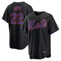 Silnrao NY.Mets #22 Juan Soto Player Black Alternate Home Game Stitched Jerseys