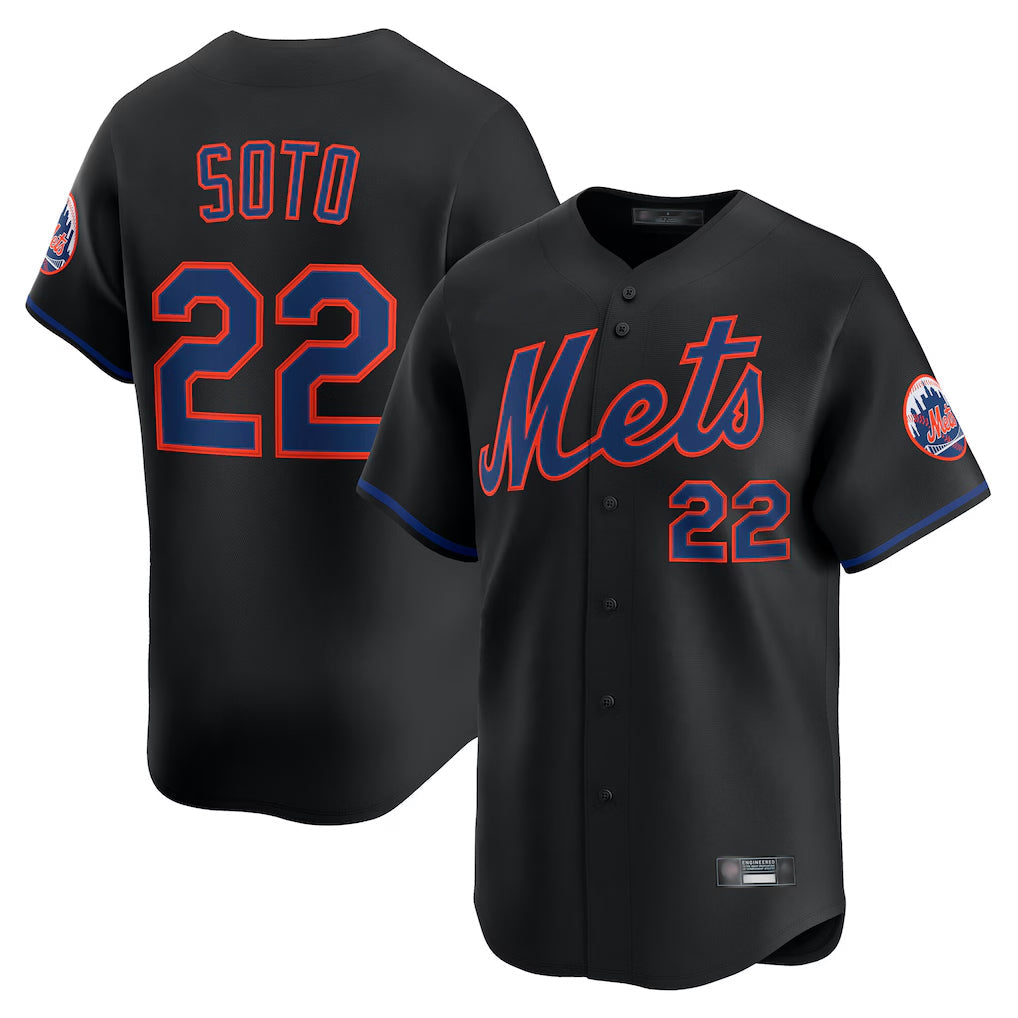 Silnrao NY.Mets #22 Juan Soto Player Black Alternate Home Limited Stitched Jerseys