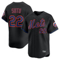 Silnrao NY.Mets #22 Juan Soto Player Black Alternate Home Limited Stitched Jerseys