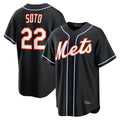 Silnrao NY.Mets #22 Juan Soto Player Black Fashion Out Game Stitched Jerseys