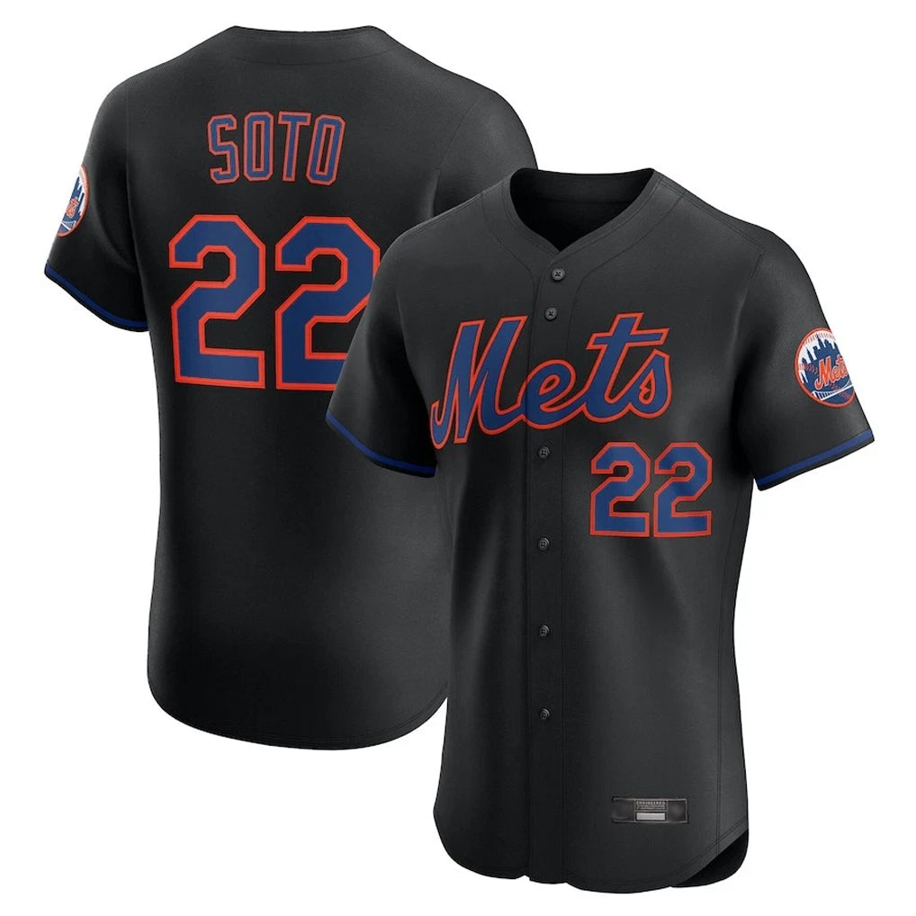 Silnrao NY.Mets #22 Juan Soto Player Black Home Limited Elite Stitched Jerseys