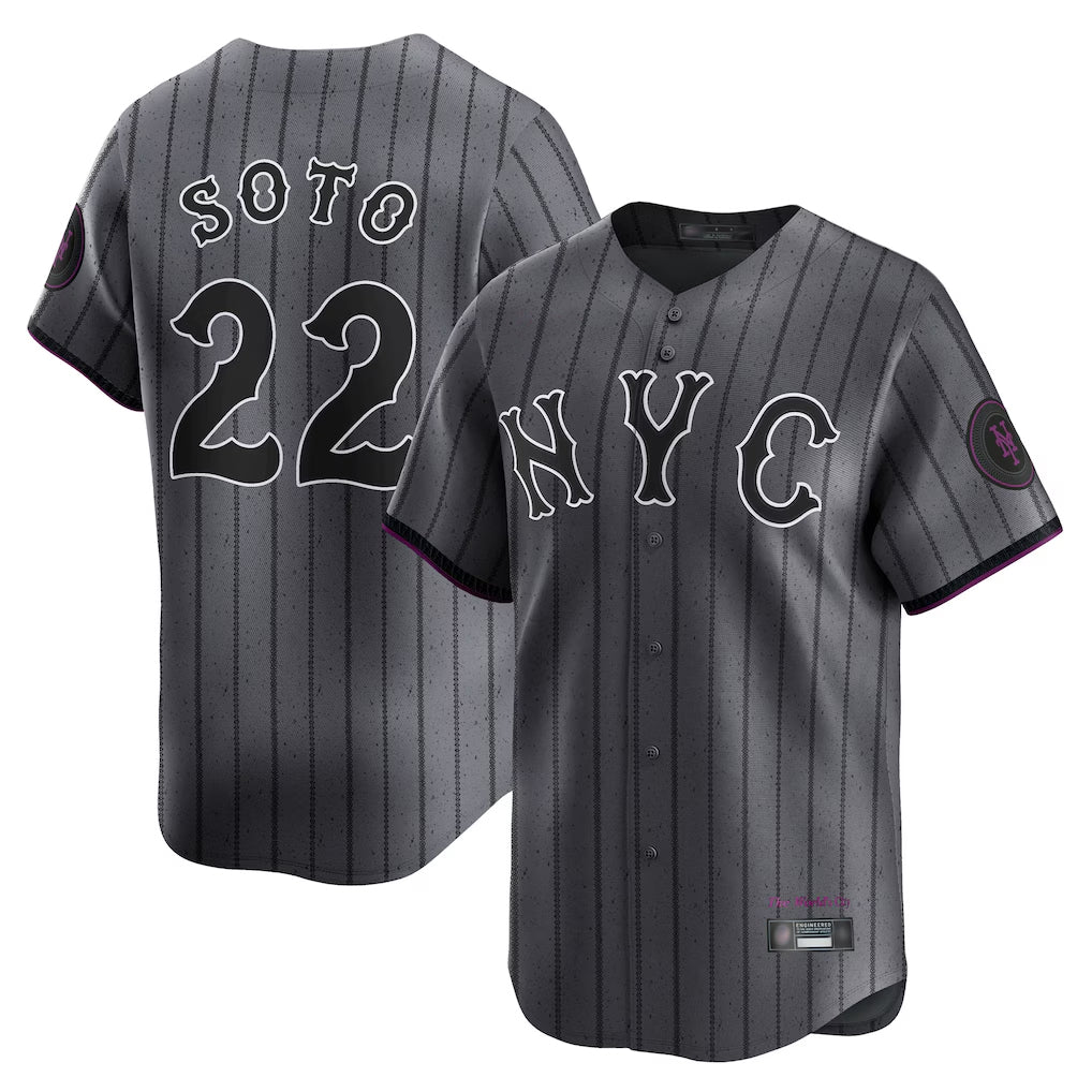 Silnrao NY.Mets #22 Juan Soto Player Gray City Connect Limited Stitched Jerseys