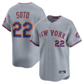 Silnrao NY.Mets #22 Juan Soto Player Gray Road Limited Home Stitched Jerseys
