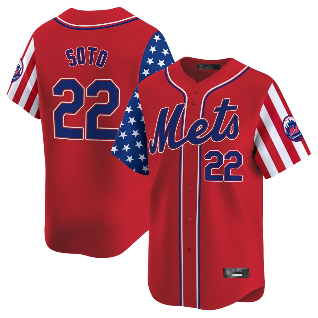 Silnrao NY.Mets #22 Juan Soto Player Red 2025 Independence Day Vapor Premier Limited  Stitched Jerseys