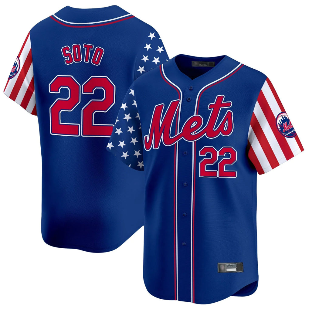 Silnrao NY.Mets #22 Juan Soto Player Royal 2025 Independence Day Vapor Premier Limited  Stitched Jerseys
