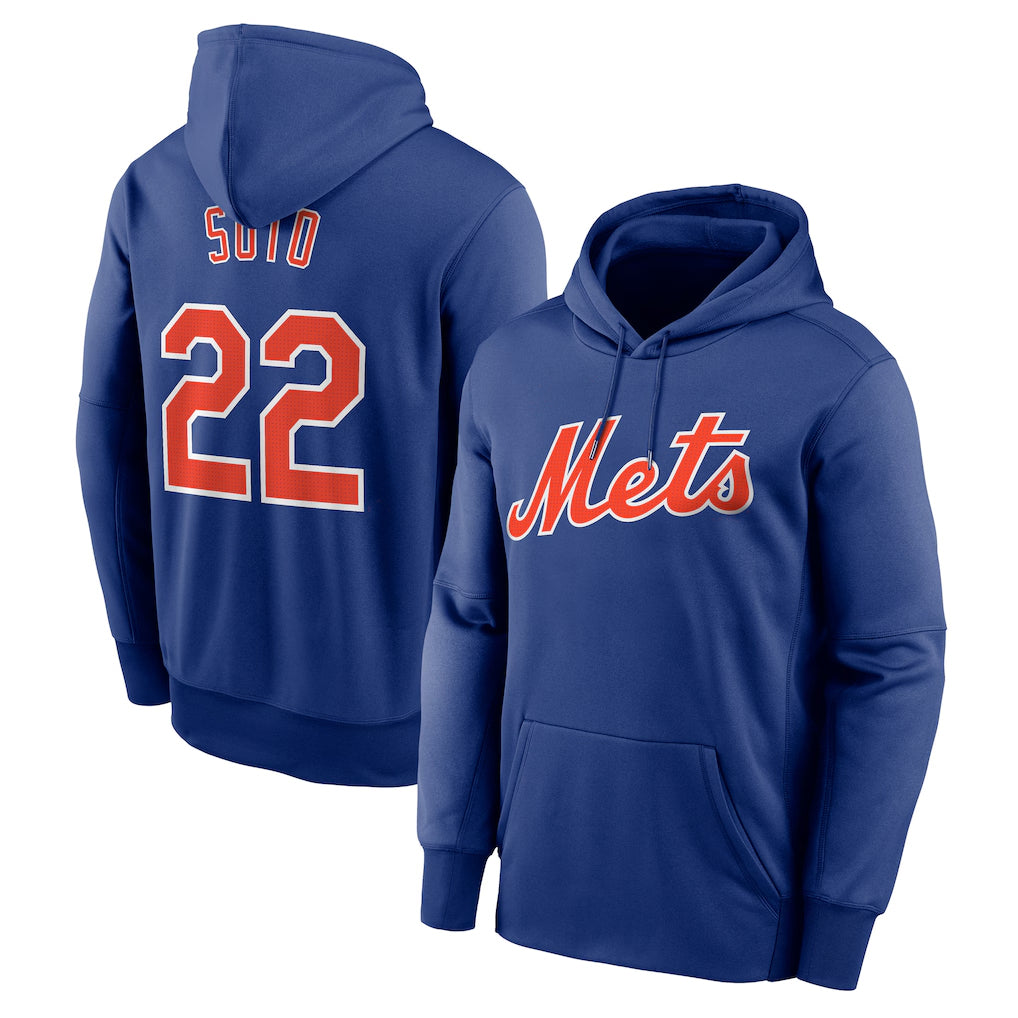 Silnrao NY.Mets #22 Juan Soto Player Royal Club Pullover Hoodie Game Stitched Jerseys