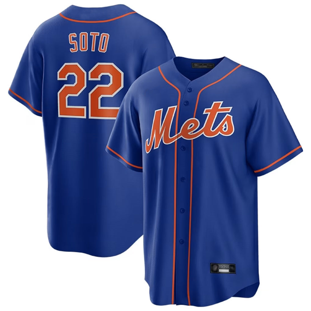 Silnrao NY.Mets #22 Juan Soto Player Royal Home Game Stitched Jerseys