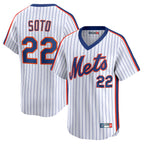 Silnrao NY.Mets #22 Juan Soto Player White Cooperstown Collection T-shirt Game Stitched Jerseys
