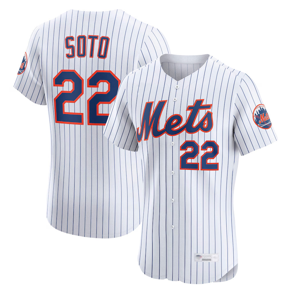 Silnrao NY.Mets #22 Juan Soto Player White Home Limited Elite Stitched Jerseys
