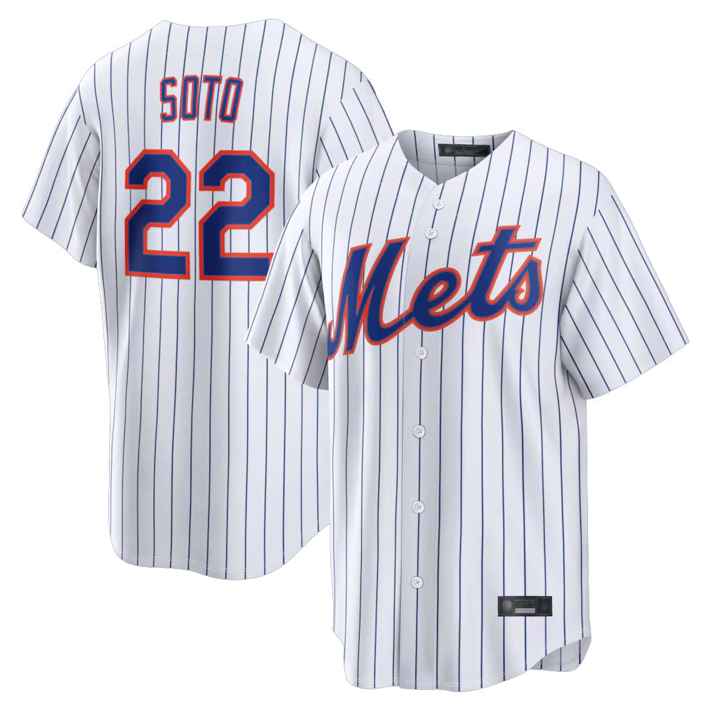 Silnrao NY.Mets #22 Juan Soto Player White Home Replica Stitched Jerseys
