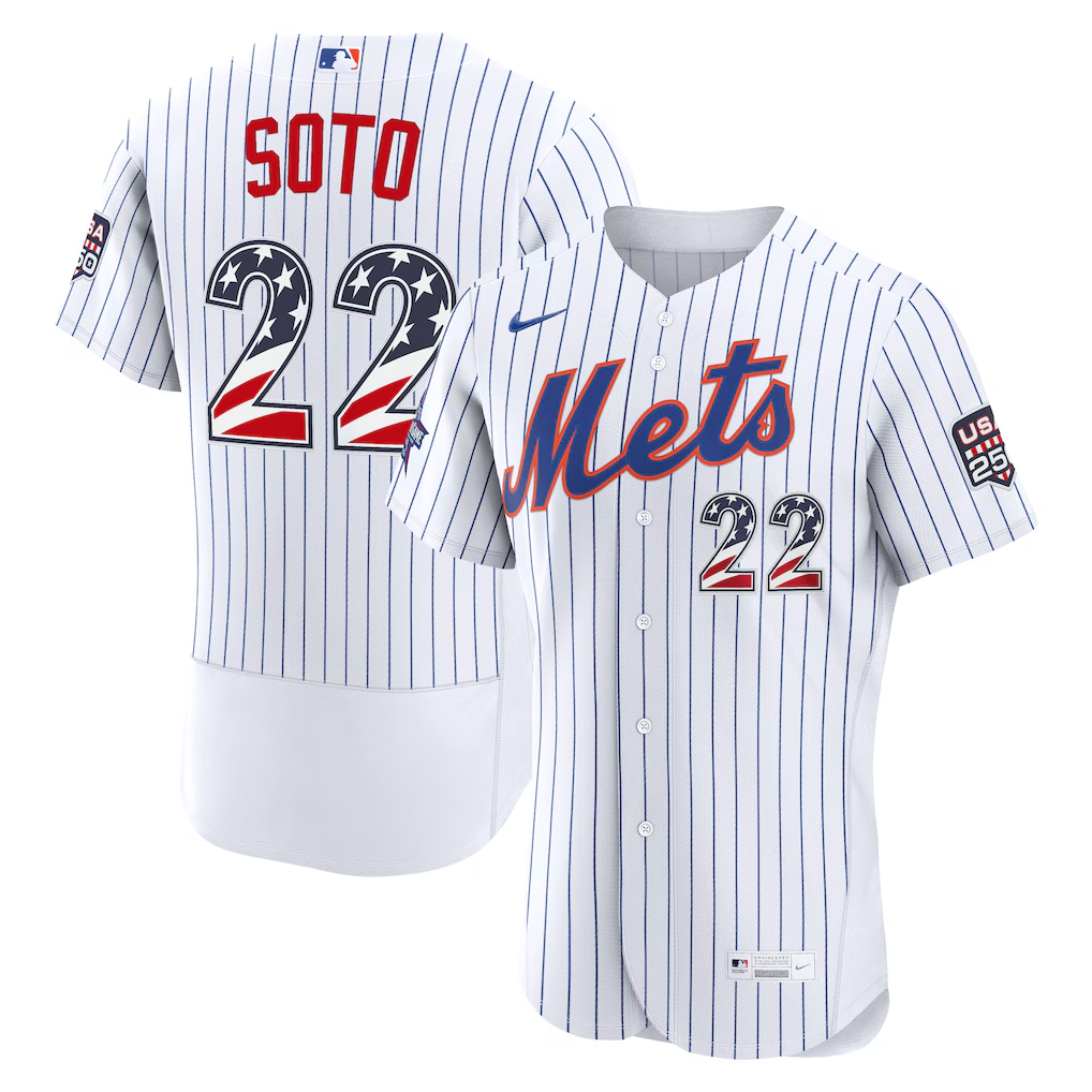 Silnrao NY.Mets #22 Juan Soto White 2026 All-Star Edition Stars & Stripes Stadium Jerseys-1