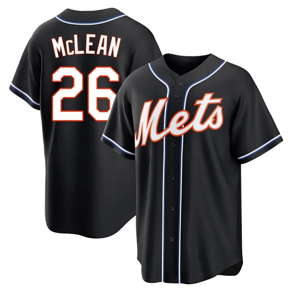 Silnrao NY.Mets #26 Nolan McLean Player Black Fashion Out Game Stitched Jerseys