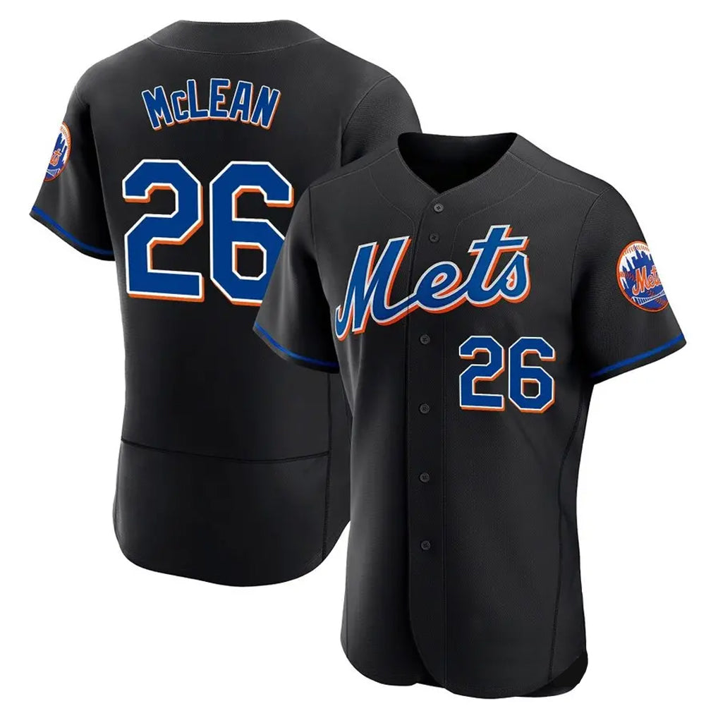 Silnrao NY.Mets #26 Nolan McLean Player Black Replica Home Limited Elite Stitched Jerseys
