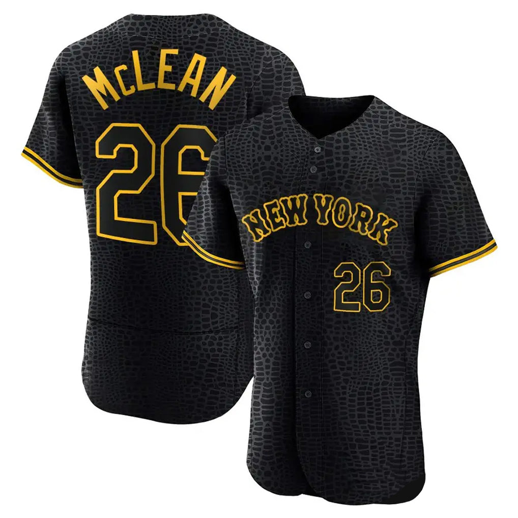 Silnrao NY.Mets #26 Nolan McLean Player Black Snake Skin City Home Limited Elite Stitched Jerseys
