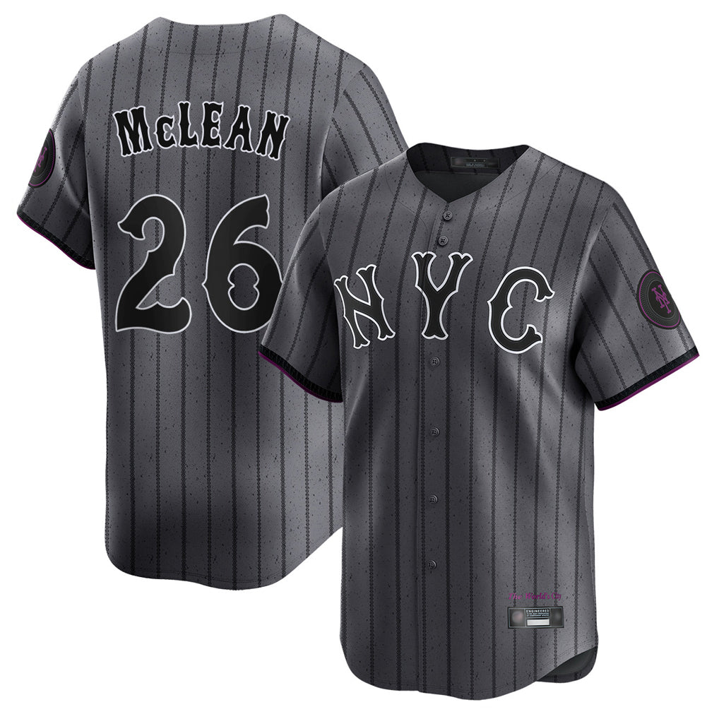 Silnrao NY.Mets #26 Nolan McLean Player Gray City Connect Limited Stitched Jerseys