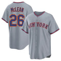 Silnrao NY.Mets #26 Nolan McLean Player Gray Road Home Game Stitched Jerseys