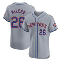 Silnrao NY.Mets #26 Nolan McLean Player Gray Road Limited Elite Home Stitched Jerseys