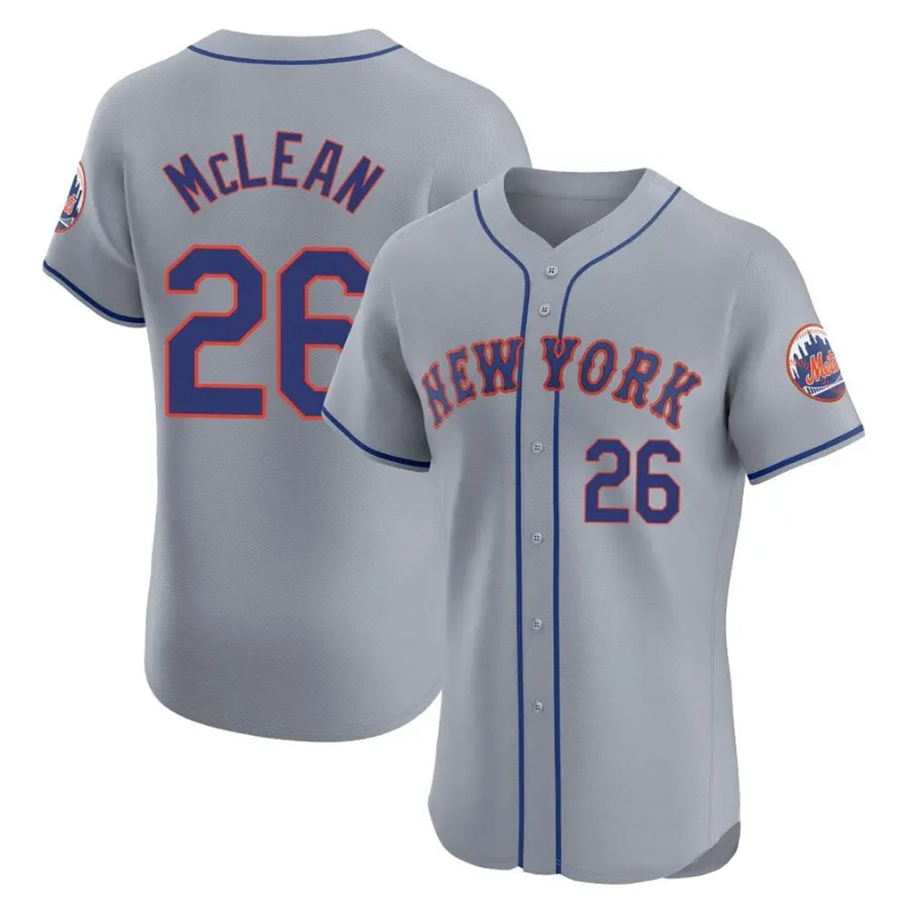Silnrao NY.Mets #26 Nolan McLean Player Gray Road Limited Elite Home Stitched Jerseys