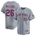Silnrao NY.Mets #26 Nolan McLean Player Gray Road Limited Home Stitched Jerseys