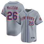 Silnrao NY.Mets #26 Nolan McLean Player Gray Road Limited Home Stitched Jerseys