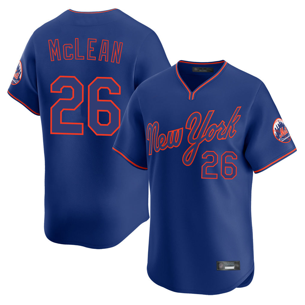 Silnrao NY.Mets #26 Nolan McLean Player Royal T-shirt Home Limited Elite Stitched Jerseys