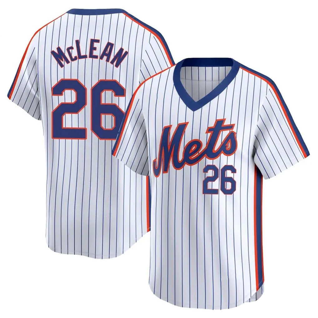 Silnrao NY.Mets #26 Nolan McLean Player White Cooperstown Collection T-shirt Game Stitched Jerseys