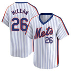 Silnrao NY.Mets #26 Nolan McLean Player White Cooperstown Collection T-shirt Game Stitched Jerseys