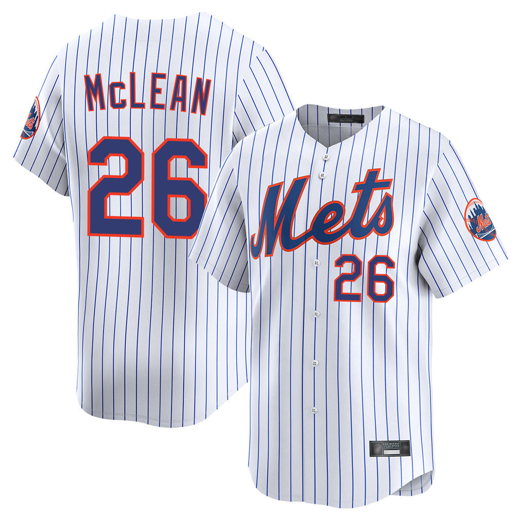 Silnrao NY.Mets #26 Nolan McLean Player White Home Replica Stitched Jerseys