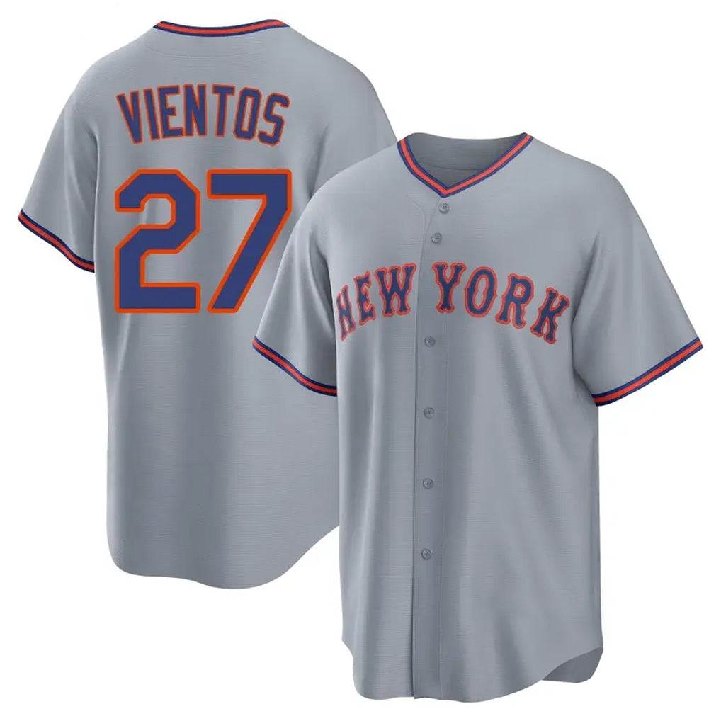 Silnrao NY.Mets #27 Mark Vientos Player Gray Road Home Game Stitched Jerseys
