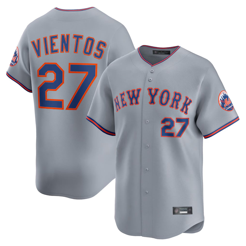 Silnrao NY.Mets #27 Mark Vientos Player Gray Road Limited Home Stitched Jerseys