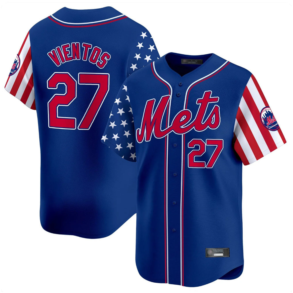 Silnrao NY.Mets #27 Mark Vientos Player Royal 2025 Independence Day Vapor Premier Limited  Stitched Jerseys