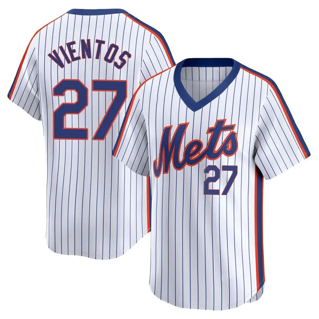 Silnrao NY.Mets #27 Mark Vientos Player White Cooperstown Collection T-shirt Game Stitched Jerseys